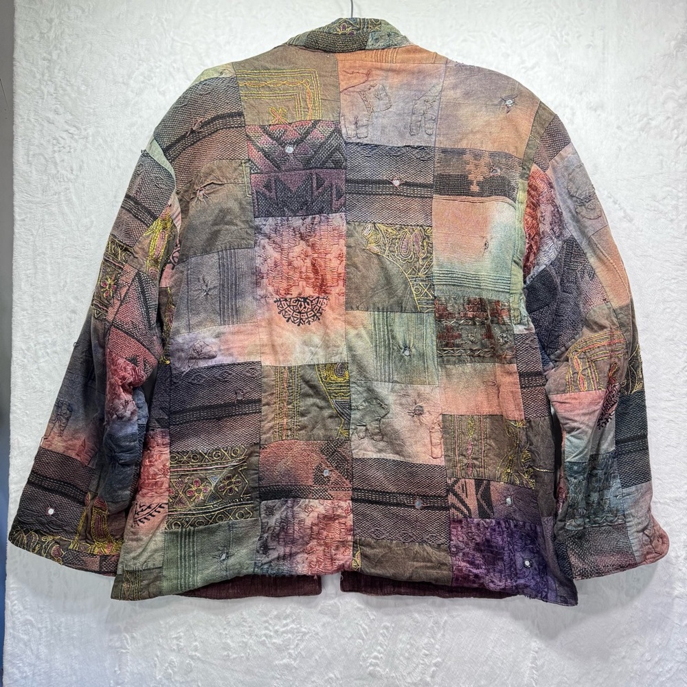 Vintage Patchwork Boho Jacket Embroidered Beaded … - image 3